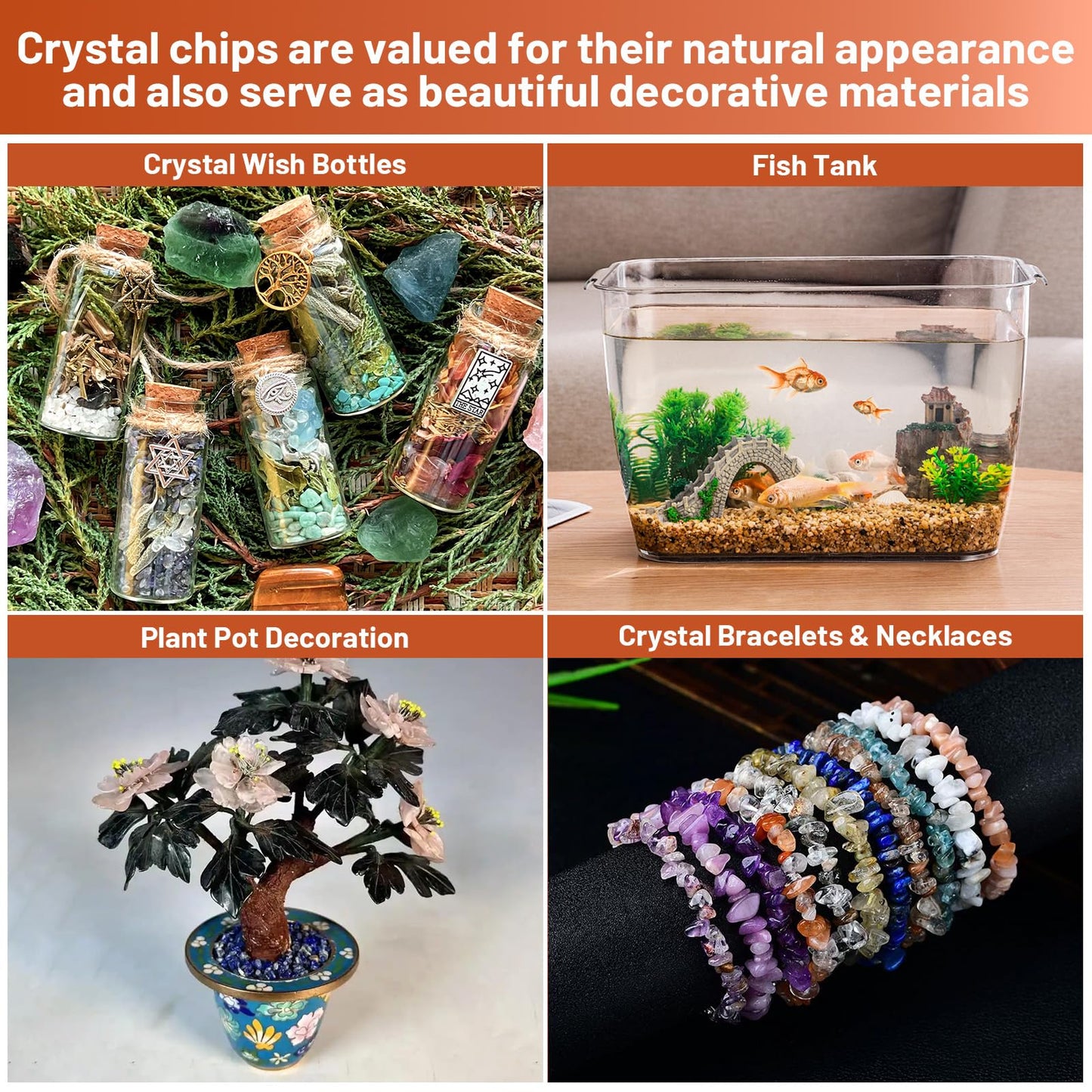 1.1lb Natural Multicolor Agate Crystal Tumbled Chips-Agate Healing Crystals Chips, Crushed Crystal Gemstones for Crafts, Beautiful Package for Gift (Multicolor Agate)