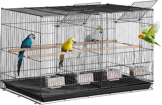 VEVOR 30 Inch Flight Bird Cage, Stackable Bird Cage Parakeet Cage with Slide-Out Tray and Handle, Small Parrots Birdcage for Cockatiels Budgies Conure Macaw Finch Lovebirds Canaries Pigeons