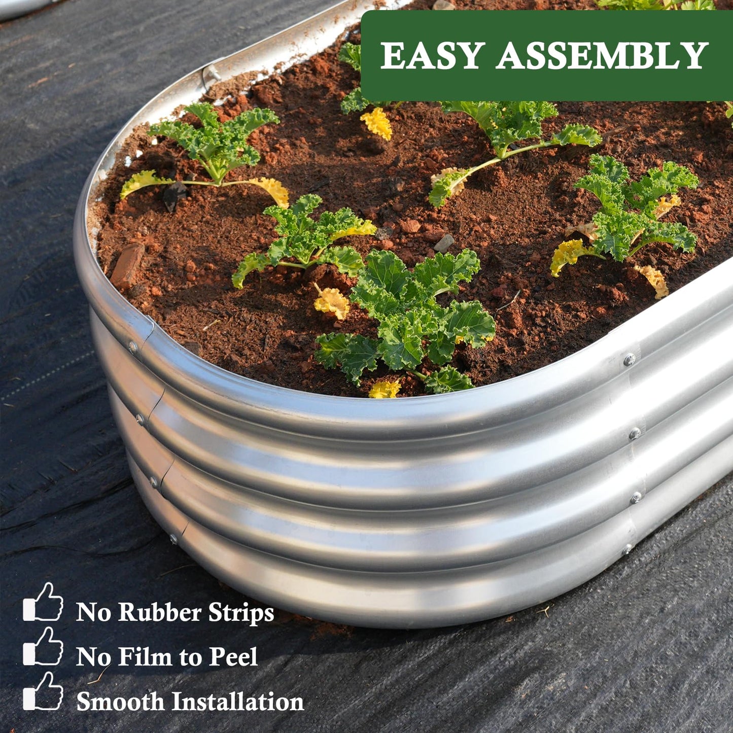 Tramull 4x2x1 ft Galvanized Raised Garden Bed Outdoor, 4-Pack 12" Tall Metal Planter Boxes for Planting Vegetables, Flowers, Herbs, Tomato - Corrugated Rust-Resistant Elevated Garden Beds Kit, Silver