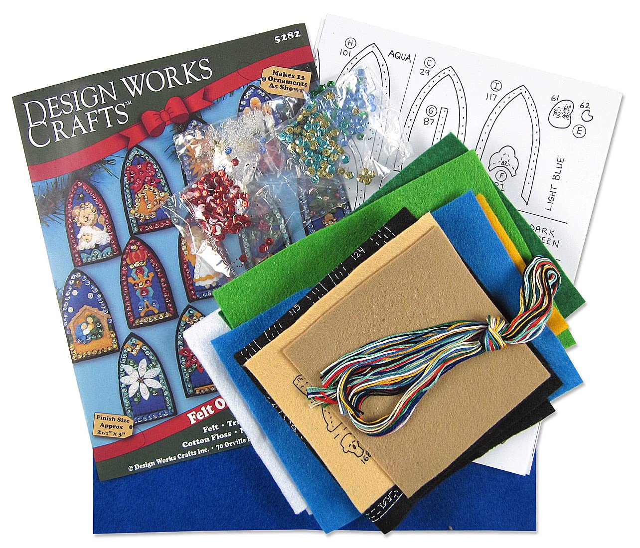 Stained Glass Felt Ornament Kit - Set/13