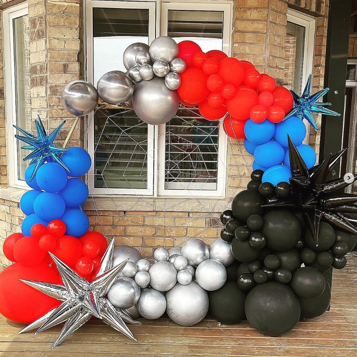 Red Blue Black Balloon, 12 Inch Spider Party Decorations, Matte Red Black and Royal Blue Latex Balloon with Confetti Balloons for Kids Boys Spider Hero Theme Birthday Baby Shower Halloween Party