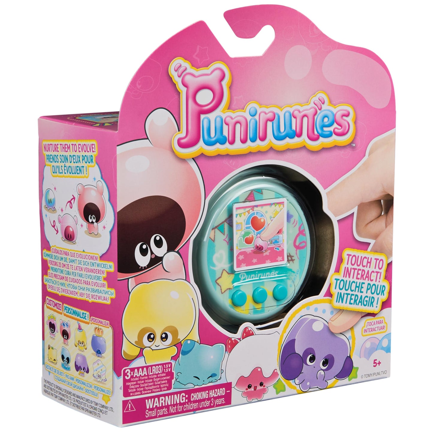 Punirunes, Interactive Digital Toy with 55 Squishy Characters Inside, Reacts to Touch, Color Display, Kids Toys for Ages 5 and up