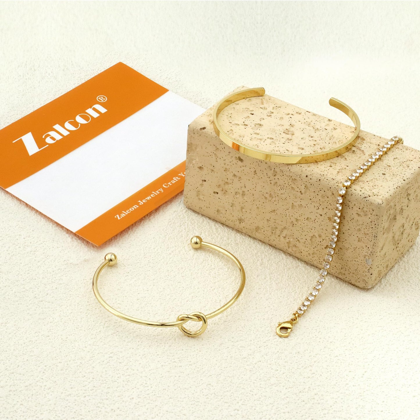 Zalcon Gold Bracelet Stack Bangle Cuff Bracelets for Women Gold Tennis Bracelet for Women Non Tarnish