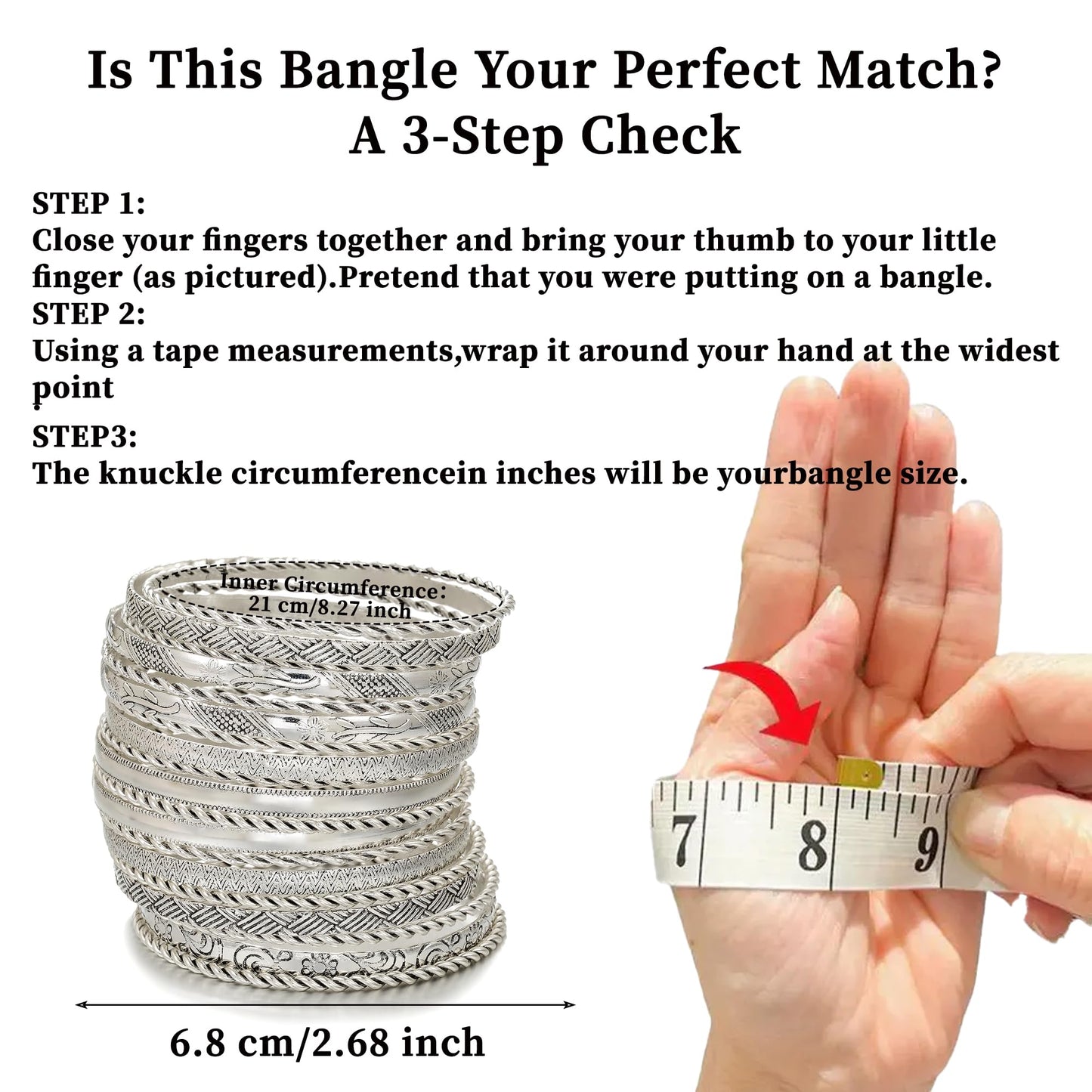 AYWFCBF Silver Bangles Bracelets for Women, 19 Pcs Boho Stackable Indian Bangles Multi Layer Textured Chunky Bracelets Jewelry Set for Women