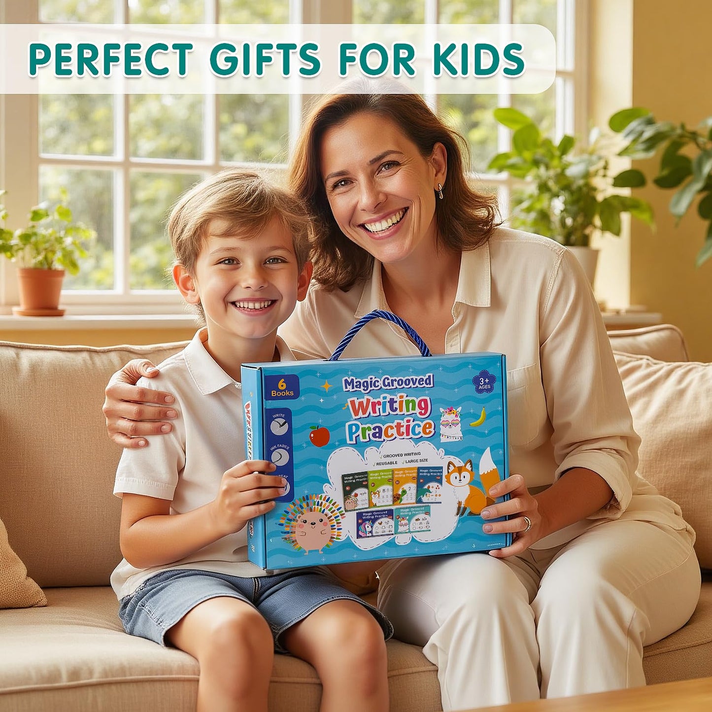 Magic Grooved Writing Practice, Tiny Thinkers Reusable Indented Handwriting Practice for Kids 3-5, Your Little Explorer Motor Magic Happy Writer System Children Set Age 6-8 for Preschool Kindergarten