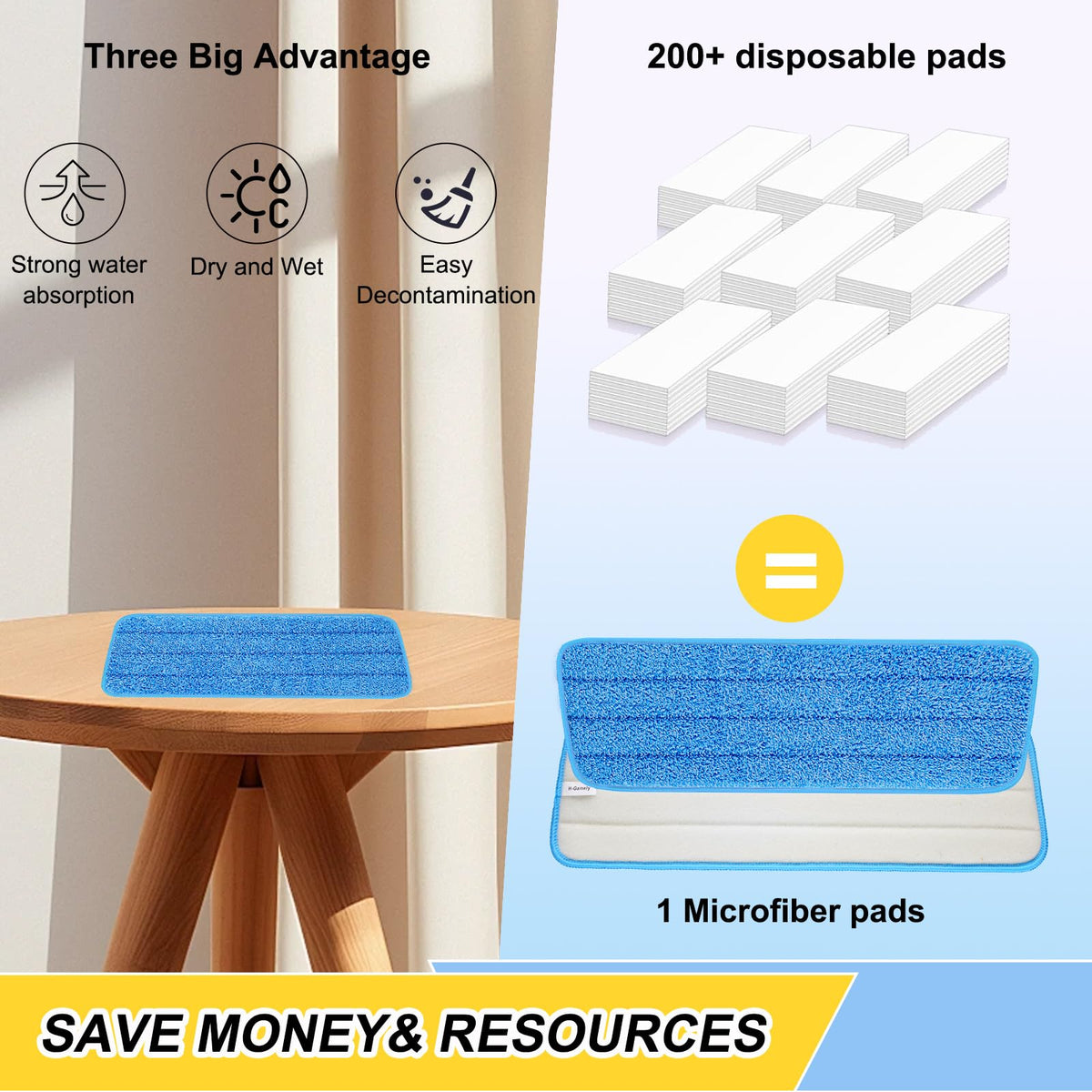 16.5 Inch Reusable Mop Pads Microfiber Spray Mop Replacement Heads for Wet