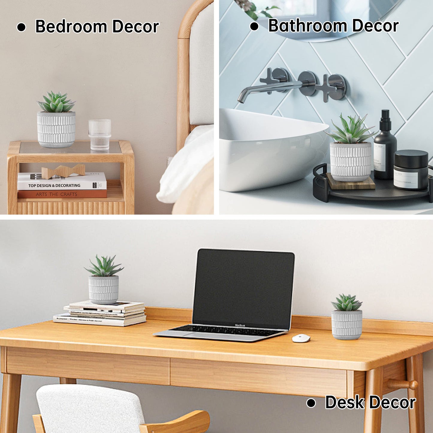 Der Rose Set of 2 Succulents Plants Artificial Fake Cactus Plants for Living Room Bathroom Bedroom Aesthetic Home Shelf Decor