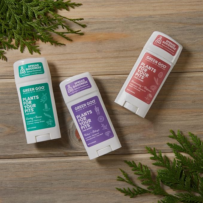 Green Goo Herbal Deodorant for Men and Women, Immunity + Defense with Cedarwood, Siberian Fir, Reishi Mushrooms, and Echinacea, 2.25 Ounce