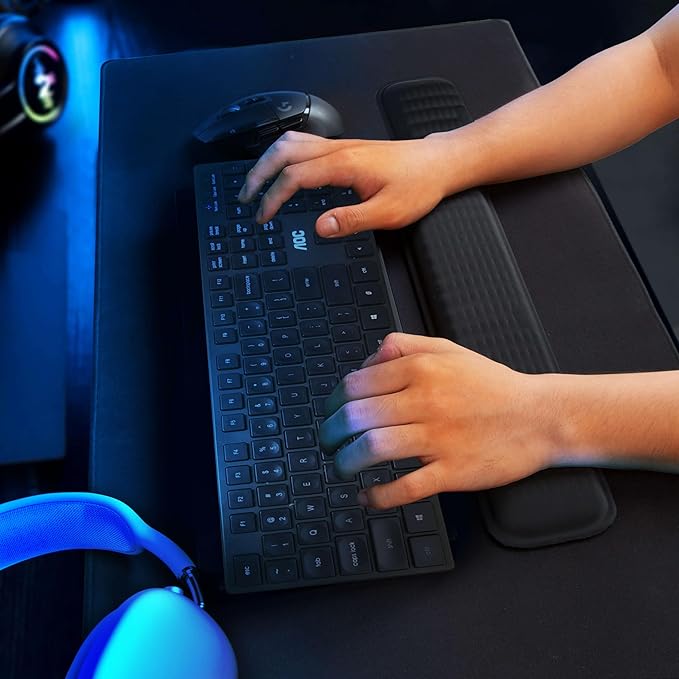 MEKASS Ergonomic Wrist Rest for Keyboard and Mouse, Soft Memory Foam Keyboard Wrist Rest Set with Non-Slip Silicone Base, Easy Typing, Pain Relief, Comfort for Office, Work, Gaming (Purple)