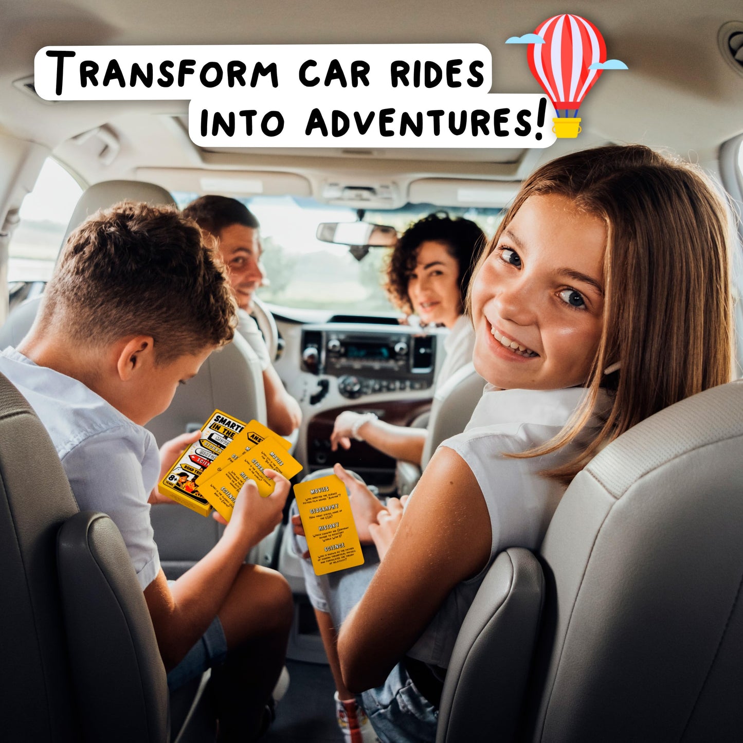 WELL BALANCED Road Trip Trivia - Road Trip Games for Kids Travel Essentials Car Activities Must Haves for Ages 8+