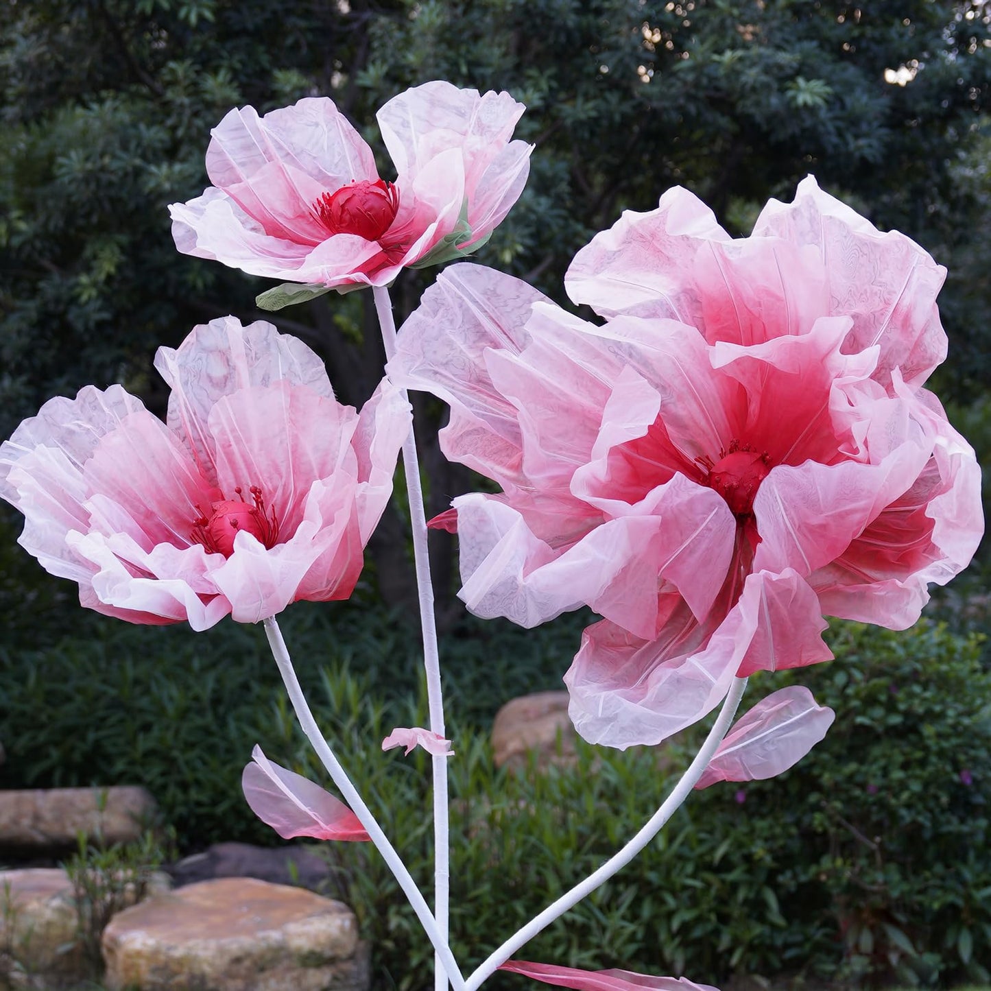 HAZHEYE Giant Artificial Flower Decor with Stand,Oversized Freestanding Gradient Statement Flower for Wedding Flower Decor,Event,Commercial Display,Photo Backdrop & Home Decoration (Pink)