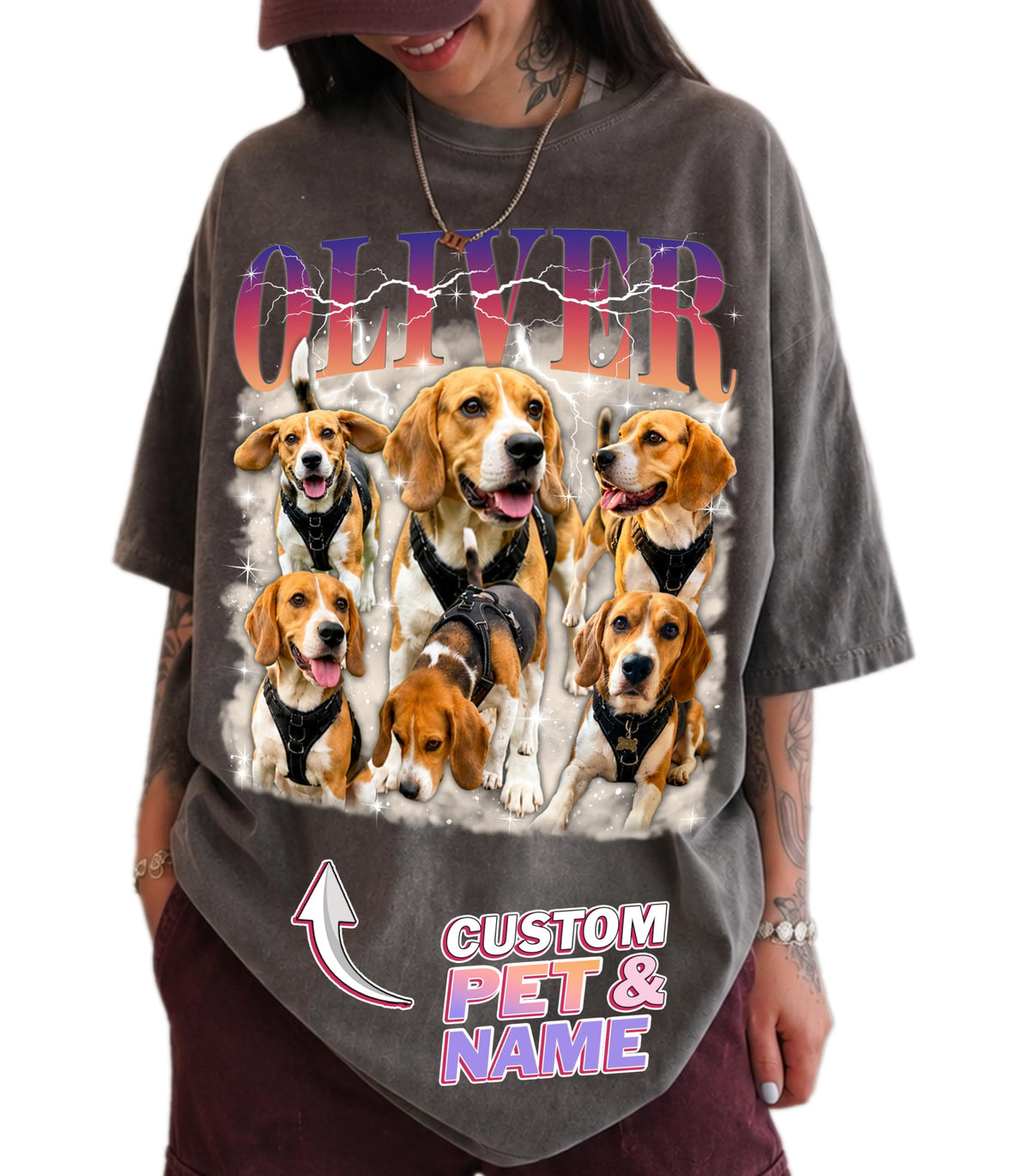 Tehg & Tuhg Custom Pet Face T Shirts with Text and Photo, Personalized Dog or Cat Photo Shirt for Men Women, Customizable Graphic Tee Gift for Dog Mom Cat Mom Pet Lovers