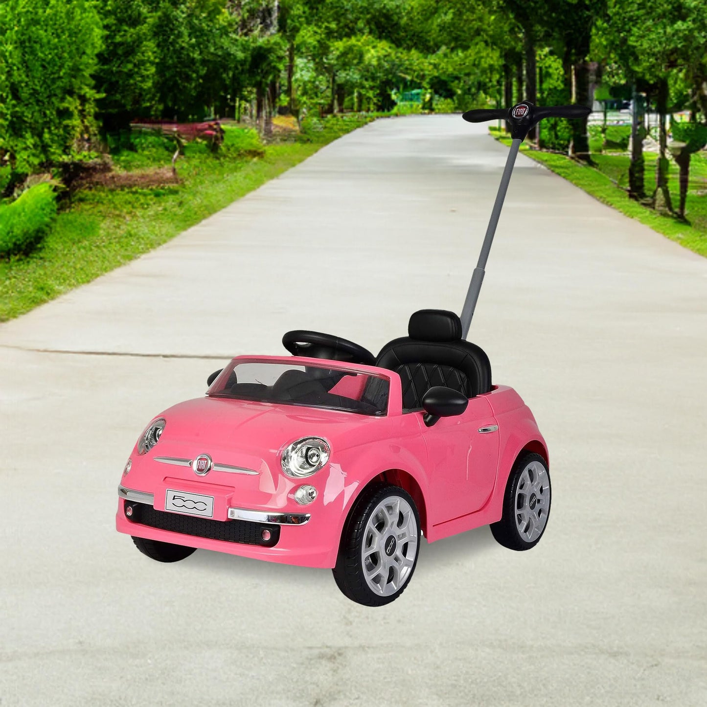 Best Ride On Cars Fiat 500 Push Car, Pink, Large