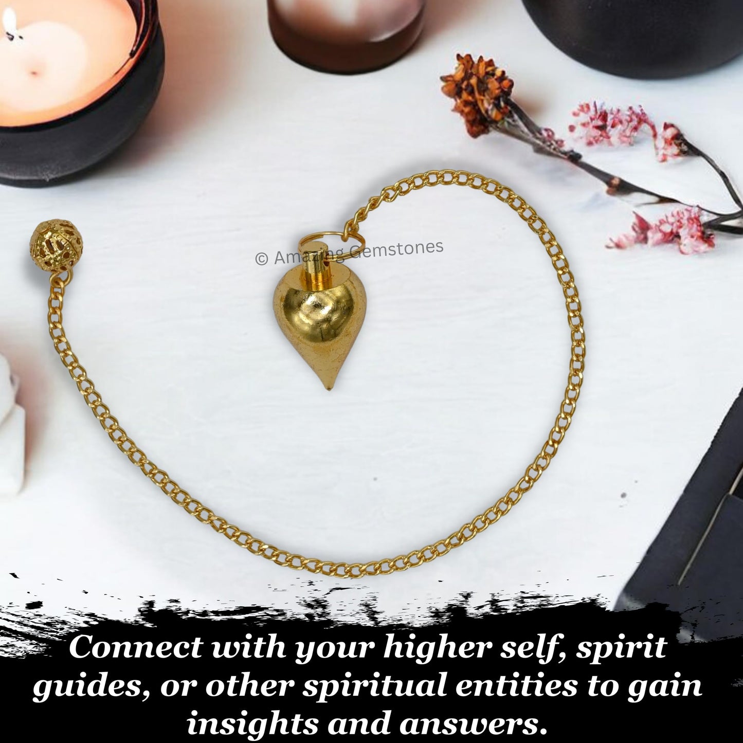 Amazing Gemstone Healing Metal Pendulums for Divination, Gold Dome Cone Steel Copper Pendulum High Energy Pendulo de Bronce Pendulos de Mesa MP107