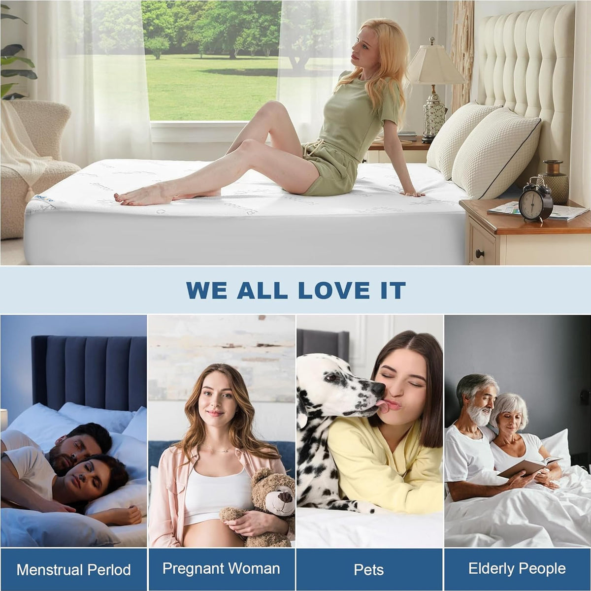 King Size Waterproof Mattress Protector Bamboo Viscose Bed Cover