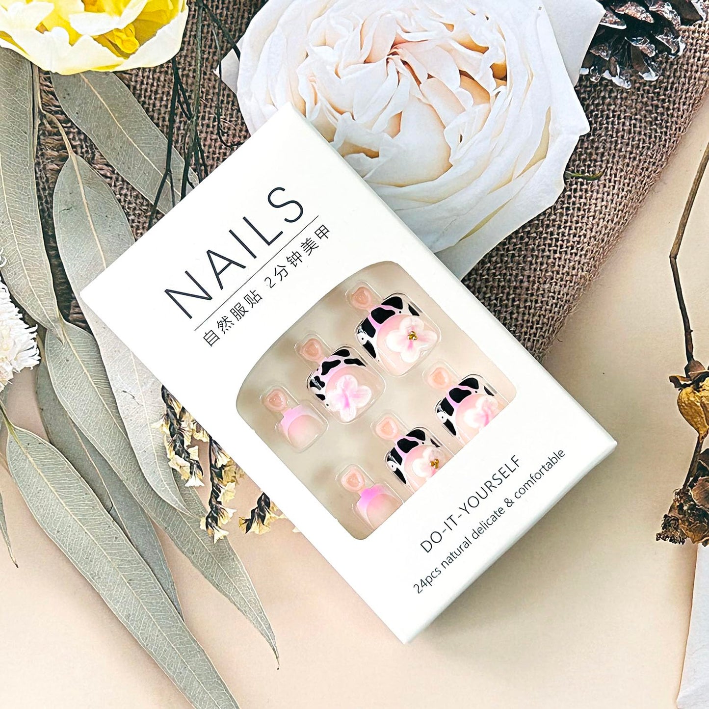 FIEONCIY Press on Toenails with Designs Acrylic Fake Nails for Toe Artificial False Nails with Charms Press on Toe Nails for Spring Summer Stick on Toenails for Women Girls(WSJ2522)