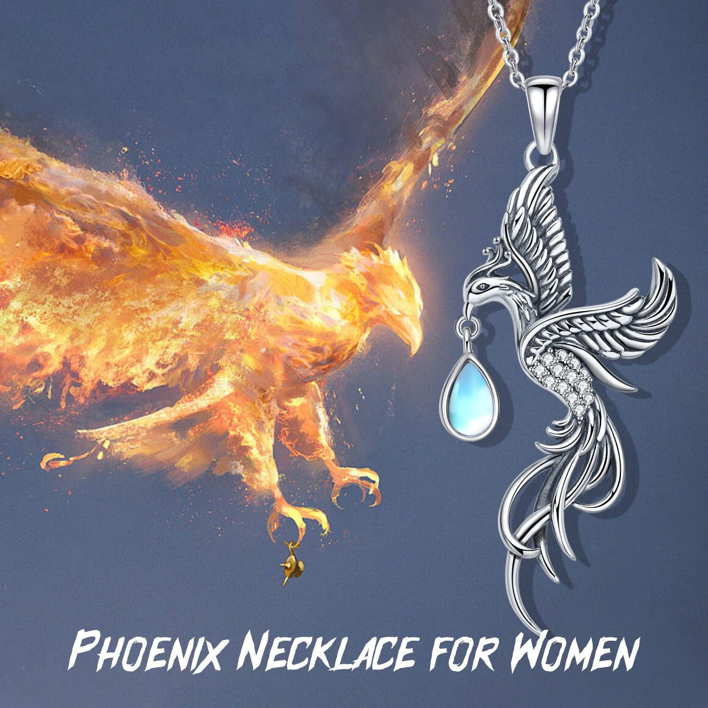 YAFEINI Phoenix Necklace 925 Sterling Silver Phoenix Pendant Mother's Day Jewelry for Women Mom