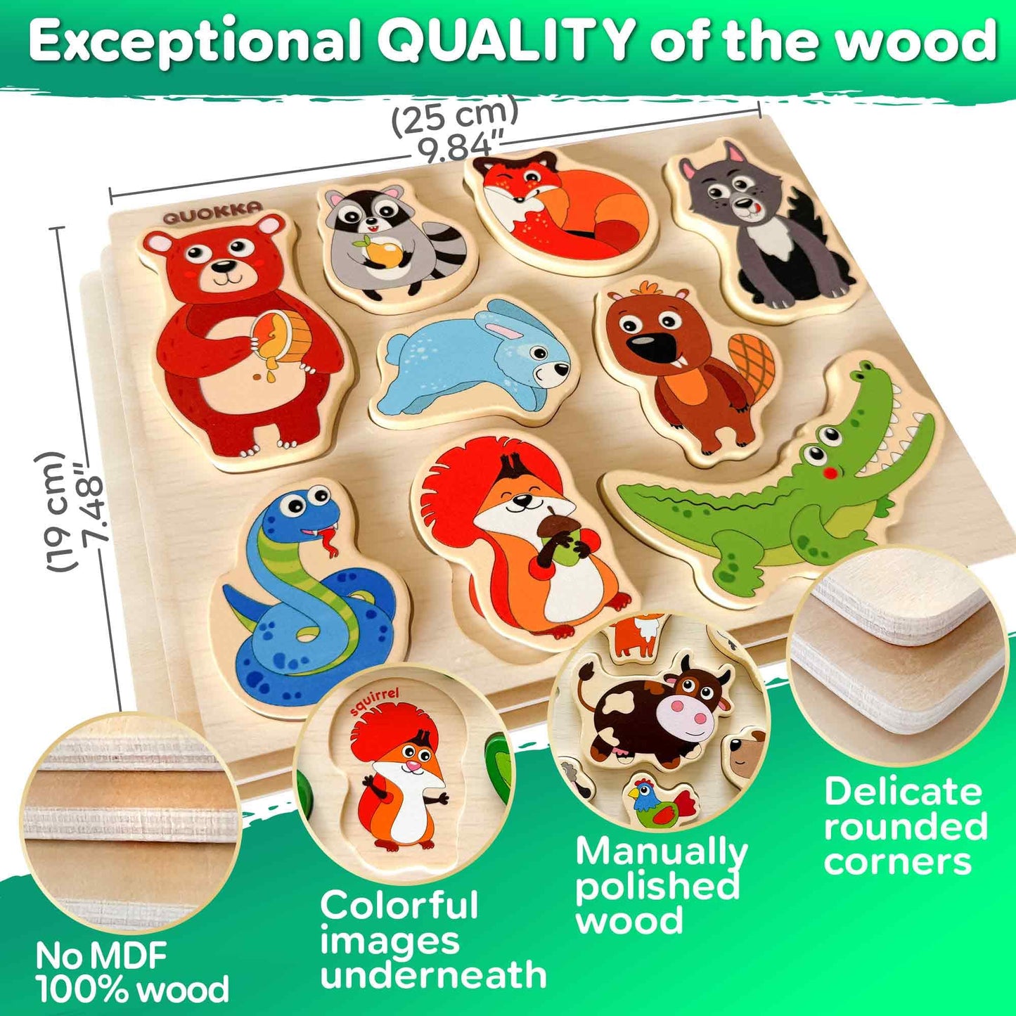QUOKKA Wooden Blocks & Puzzles for Toddlers