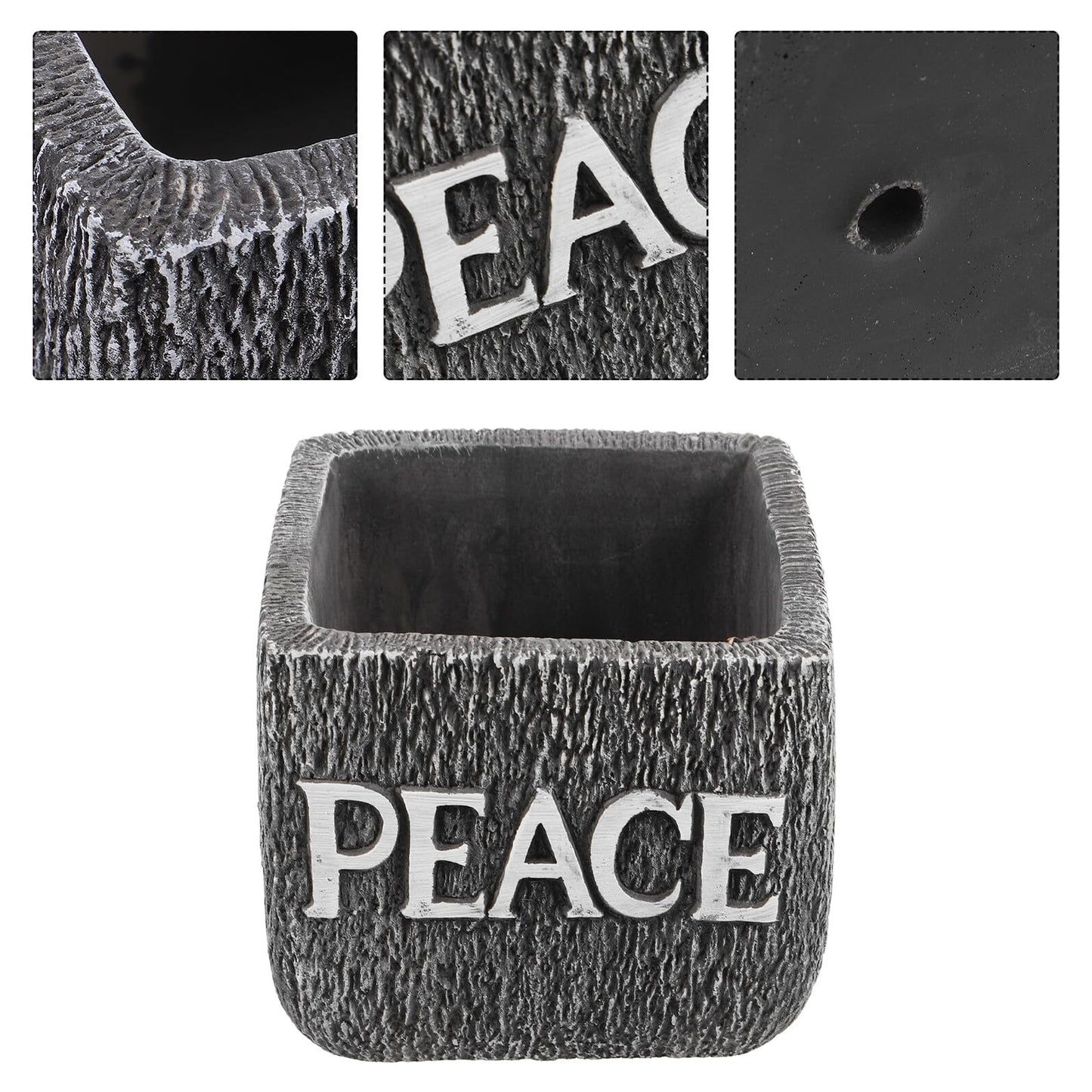 Kisangel Cement Succulent Planter Pot for Indoor Plants, Rustic Concrete Desktop Flower Pot with Dark Grey Finish, Decorative Garden Container Suitable for Office and Home Use