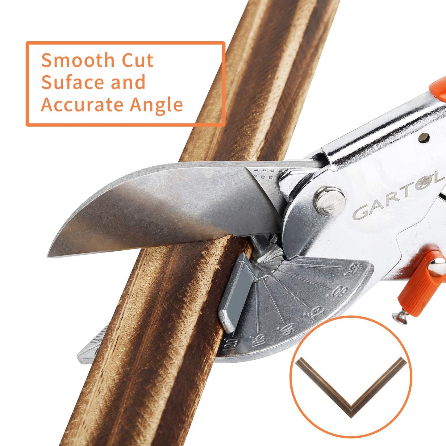 GARTOL Miter Shears, 45-135 Degree Adjustable Angle Scissors, Quarter Round Cutter Tool with Spare SK5 Blades, Trunking Shears for Cutting PVC, Trim and Softwood Moulding (Not for Hardwood)