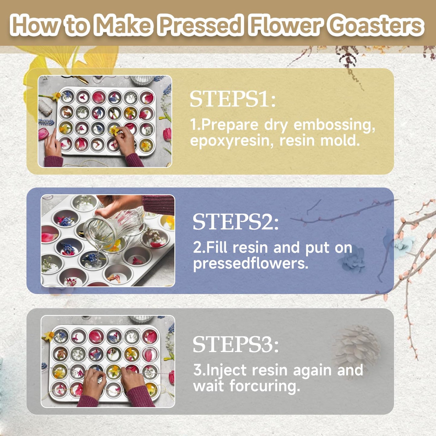 173pcs Dried Flowers for Crafts | Small Pressed Flowers & Real Dry Flowers for Resin | Dried Flowers for Candle Making Set