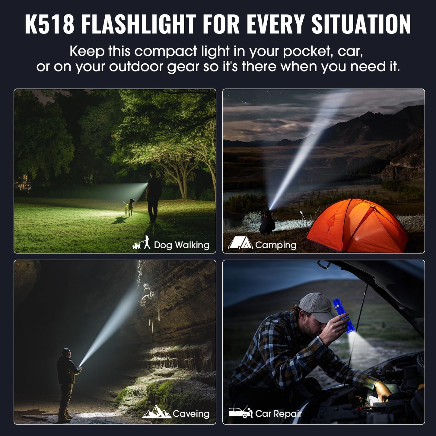 Banral Rechargeable Tactical Flashlights, High Lumens Small Mini USB-C LED Flashlight, Compact EDC Flash Light, 4 Modes&Memory Function, Waterproof Pocket Lights for Home,Camping,Emergency (1, Blue)
