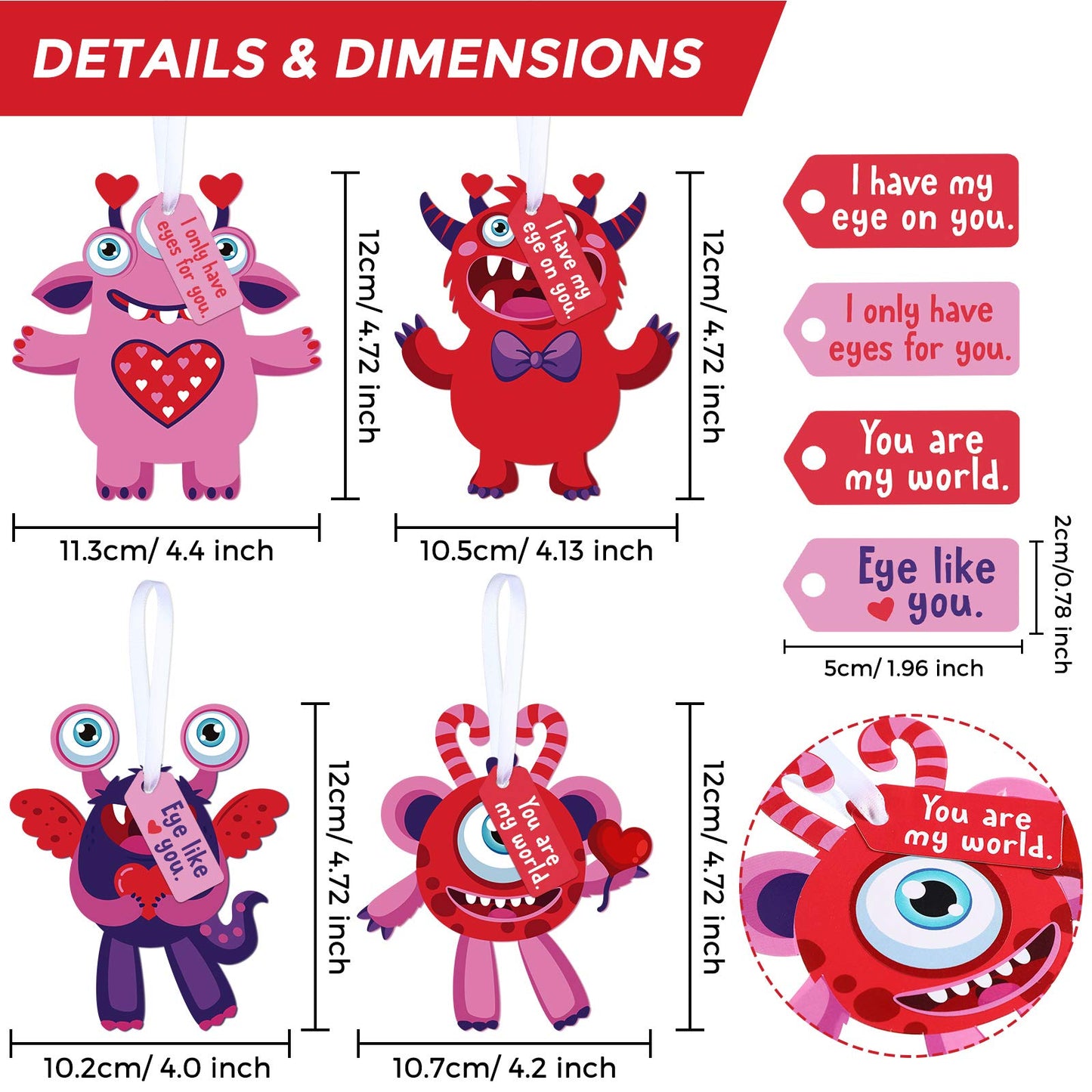 Sumind 60 Sets Valentine's Day Craft Kits for Kids DIY Ornament Valentine Class Game Activities Paper Craft Hanging Ornament for Valentines Day Decorations