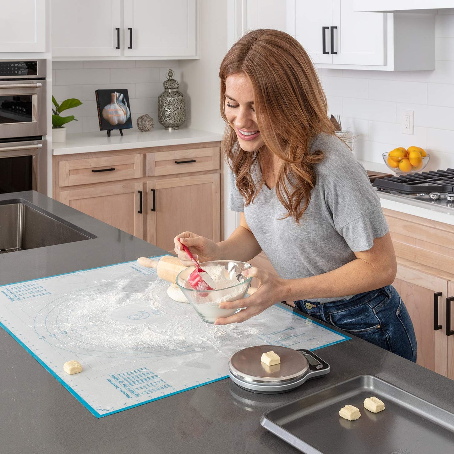 XXL Silicone Pastry Mat β Non-Slip, Easy-Clean Rolling Mat for Dough, Cookies, Pie, Bread, Pizza & Fondant β Extra Large 23.5β x 31.5β Baking Mats Board with Printed Measurements & Conversion Chart