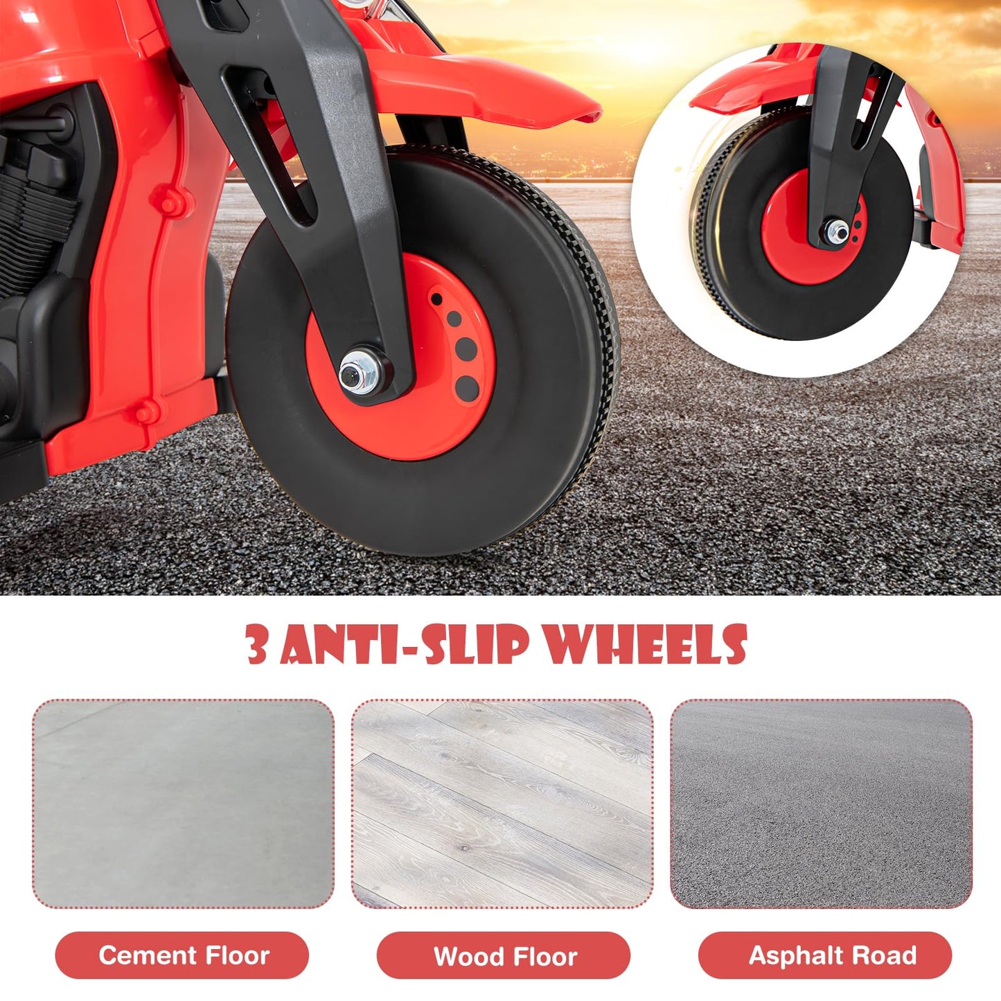 OLAKIDS Kids Motorcycle, 6V Electric Ride On Car with Automatic Bubble Function, Foot Pedal, Headlight, Music, 3 Anti-Skip Wheels Vehicle for Children, Toddler Ages 3+