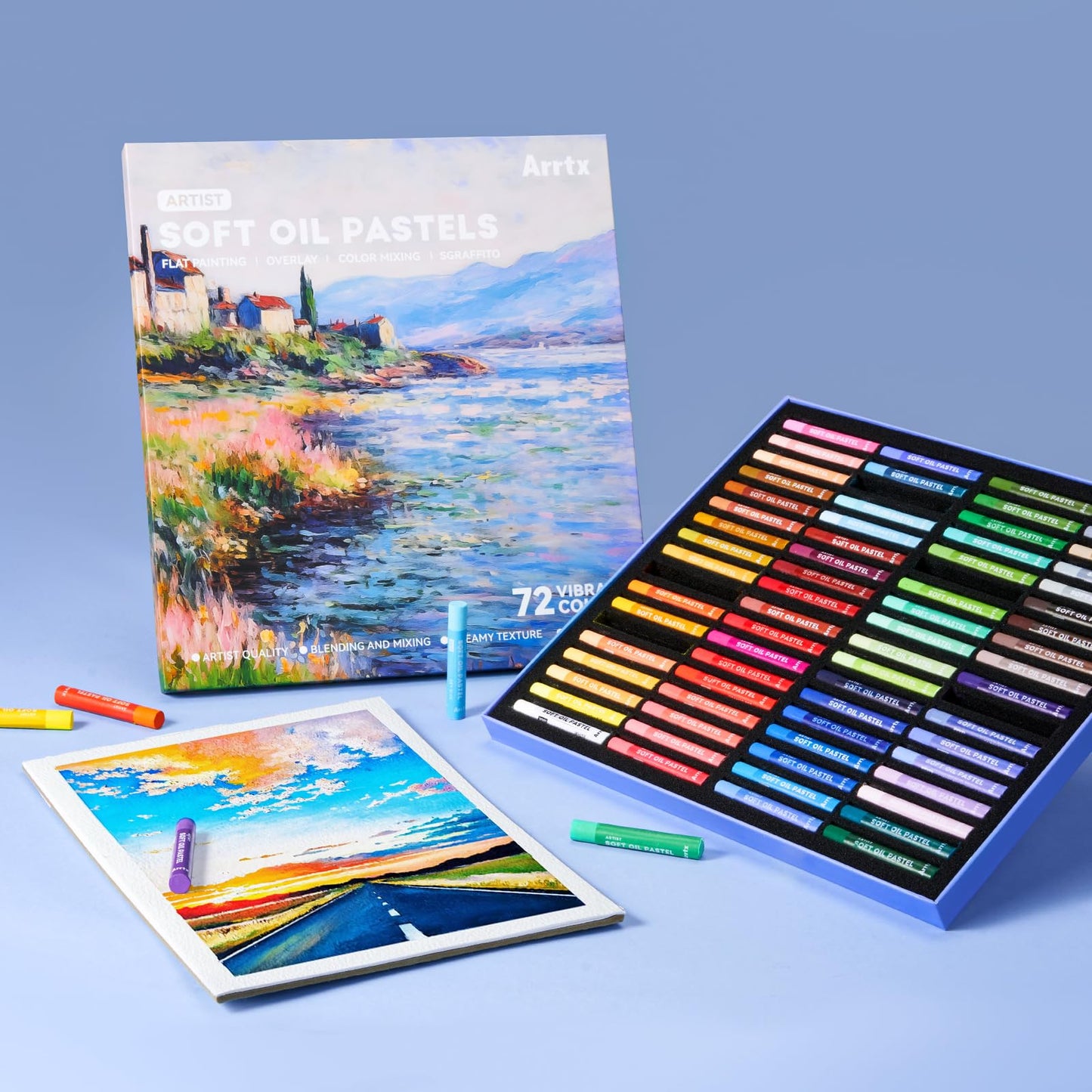 Arrtx Oil Pastels for Artists, 72 Colors Soft Oil Pastels Vibrant and Creamy, Art Pastel Crayons Art Supplies for Professional and Beginners