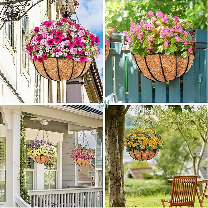 Y&M Pack of 2 12" Pre-Formed Round Coco Fiber Hanging Basket Liner,Coco Replacement Liner-2PCS