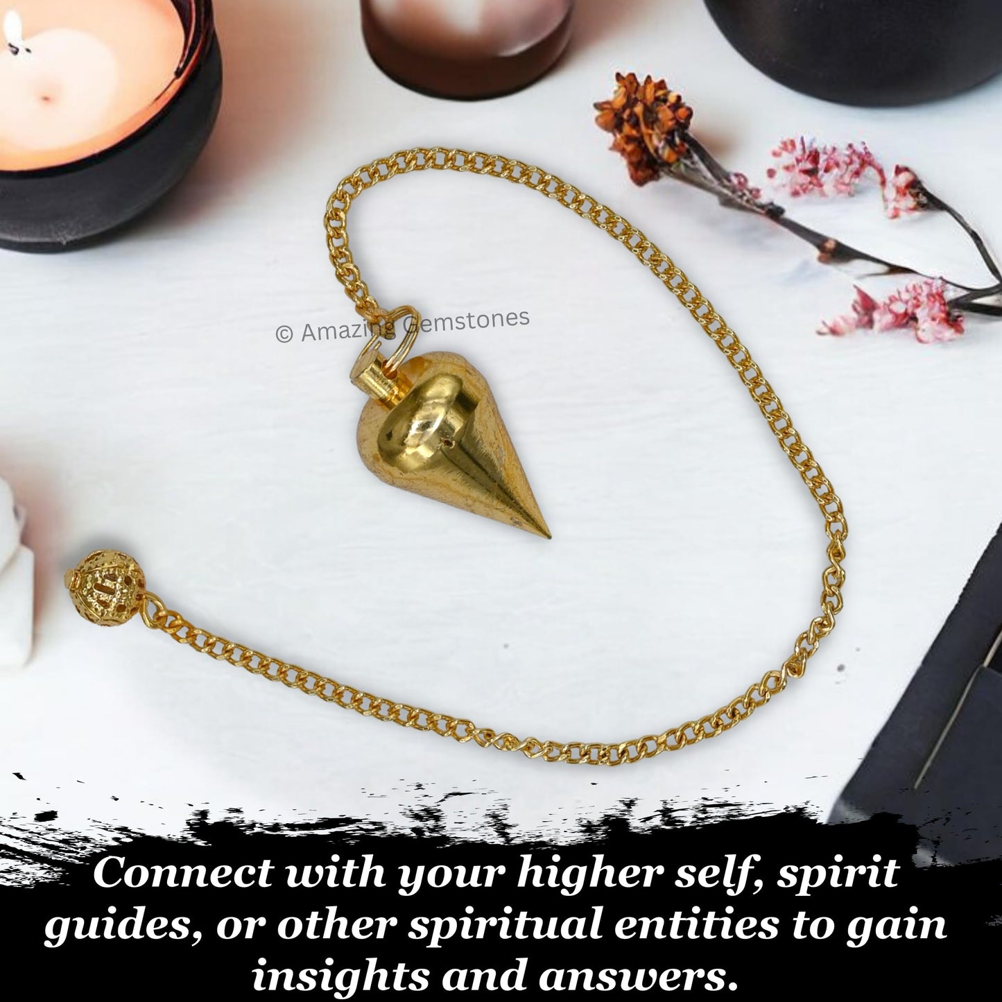 Amazing Gemstone Healing Metal Pendulums for Divination, Gold Dome Cone Steel Copper Pendulum High Energy Pendulo de Bronce Pendulos de Mesa MP95