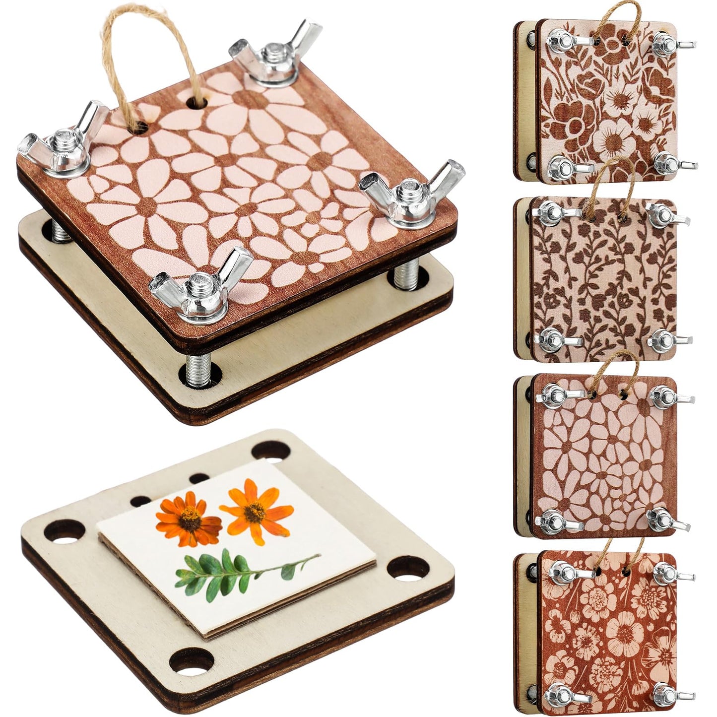 Leriton 4 Set Small Flowers Press Kit Pocket Micro Flower Pressing Mini Plant Preservation Kit for Arts and Crafts Lovers