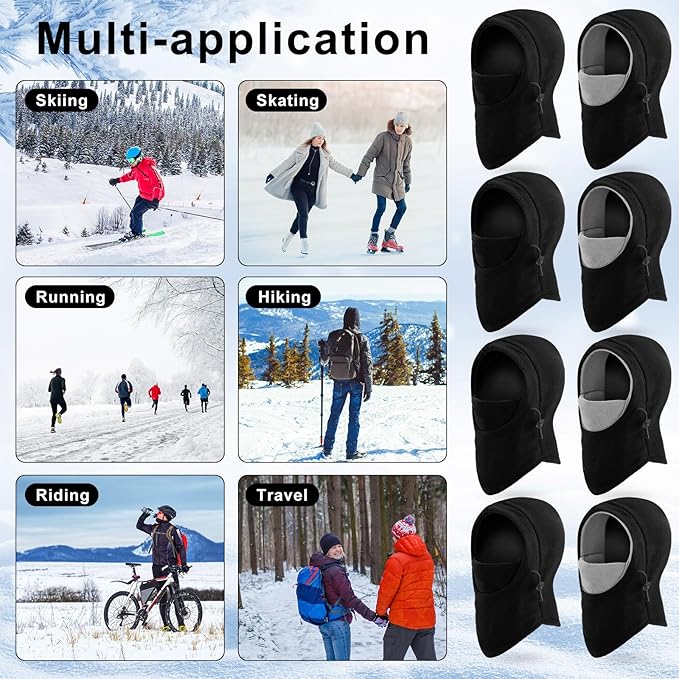 Frienda 8 Pcs Balaclava Ski Mask Men Windproof Warmer Face Covers Adjustable Winter Mask for Men Women