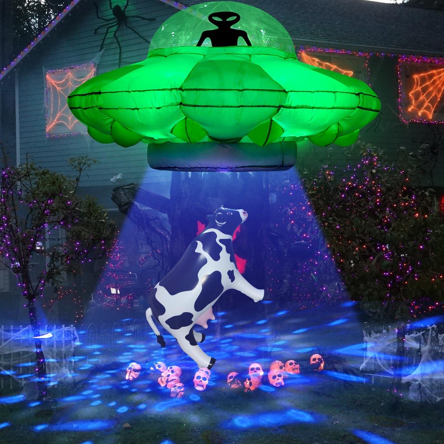 37" Long Inflatable Cow for Inflatable UFO 22" Tall Giant Cow Blow Up Decorations Animals Theme Outdoor Party Indoor Decor