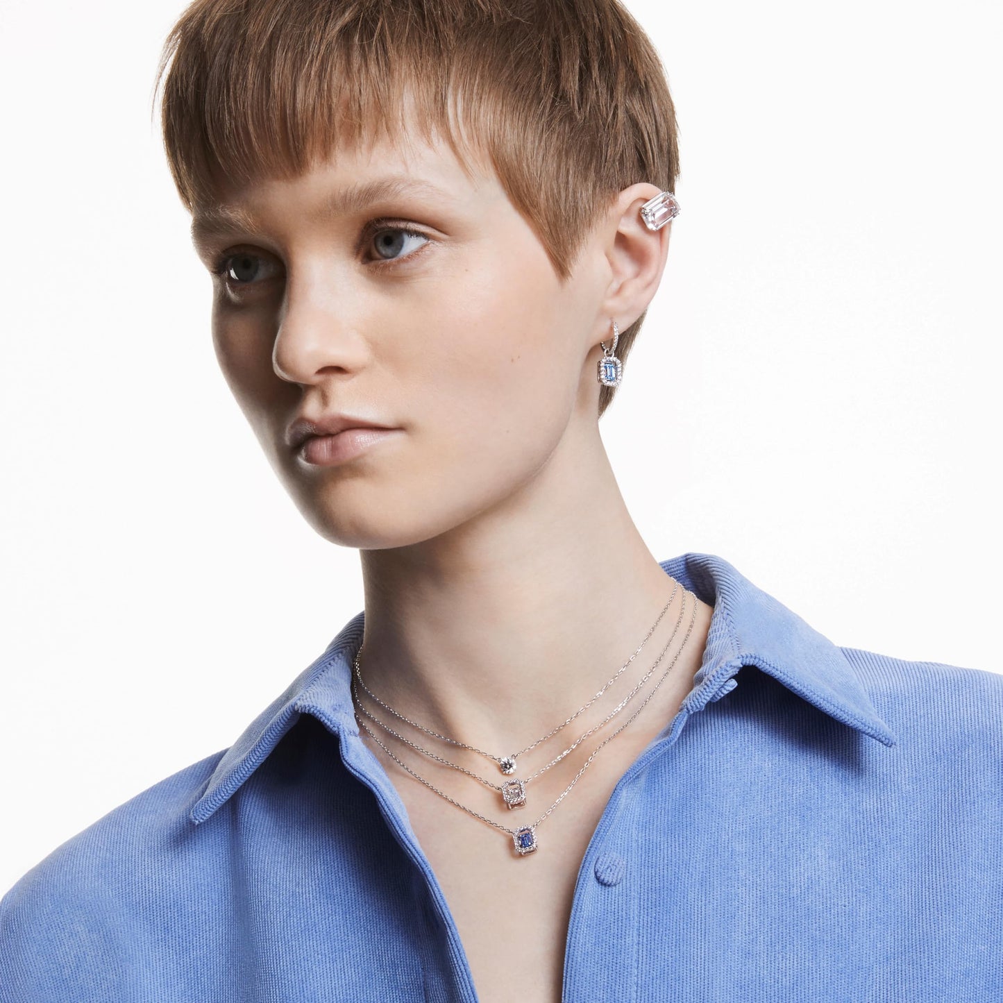 Swarovski Stilla Attract Necklace, Clear Round-Cut Crystal in a Rhodium-Finish Setting, Part of the Stilla Attract Collection