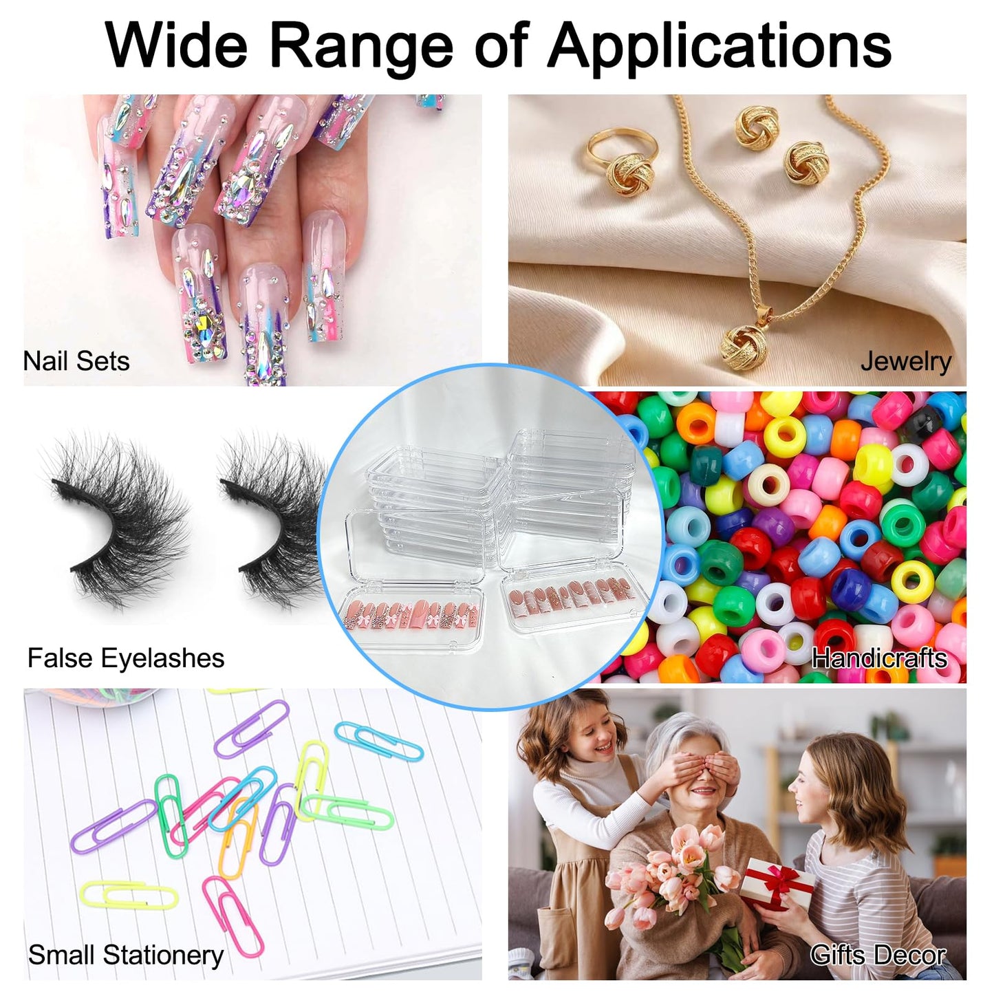 14Pcs Press On Nail Packaging Box Large,Press on Nail Storage Boxes for Press Ons Long, fit XL-3XL False Nail Display Cases with 60 Pcs Adhesive Tape, Plastic Clear Box for Fake Nails Storage Business