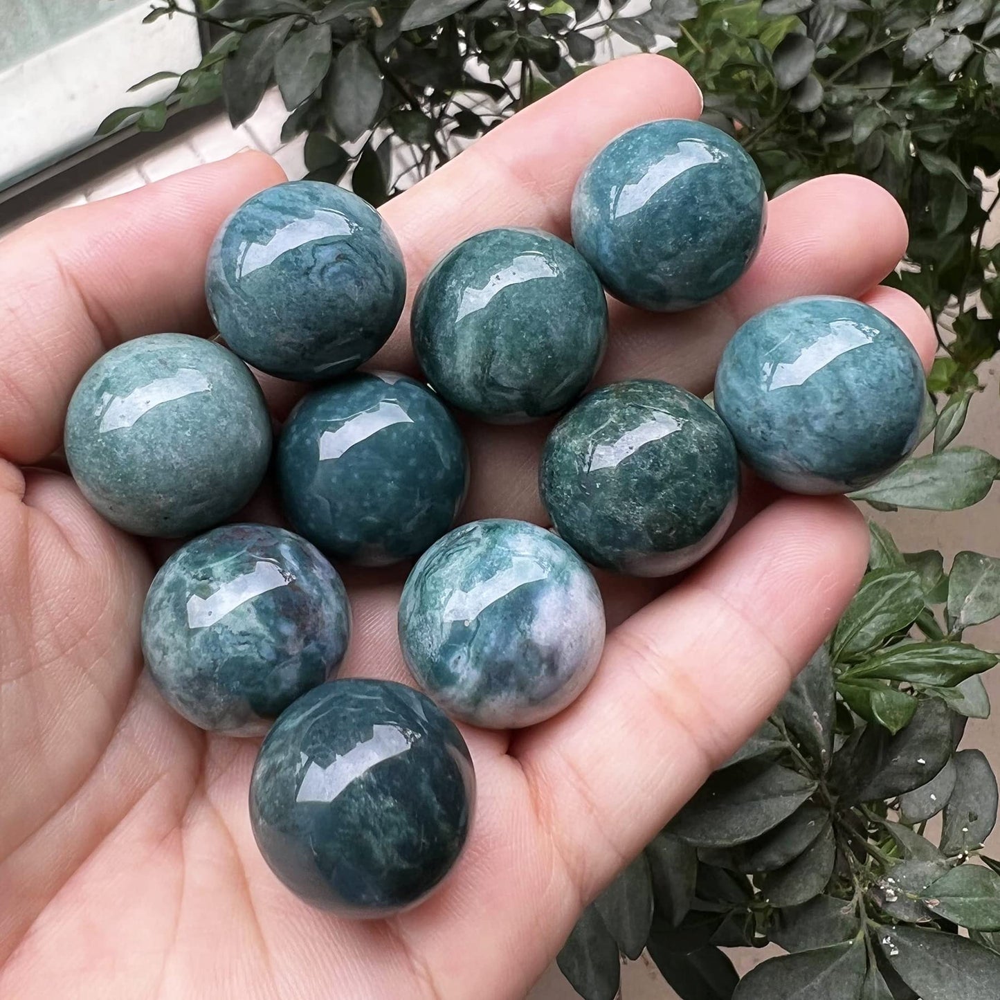 Fekuar 5 Pcs Ocean Jasper Crystal Sphere Ball Set, Polished Healing Energy Mineral Gemstone Balls for Reiki Chakra Decoration Fengshui 20mm