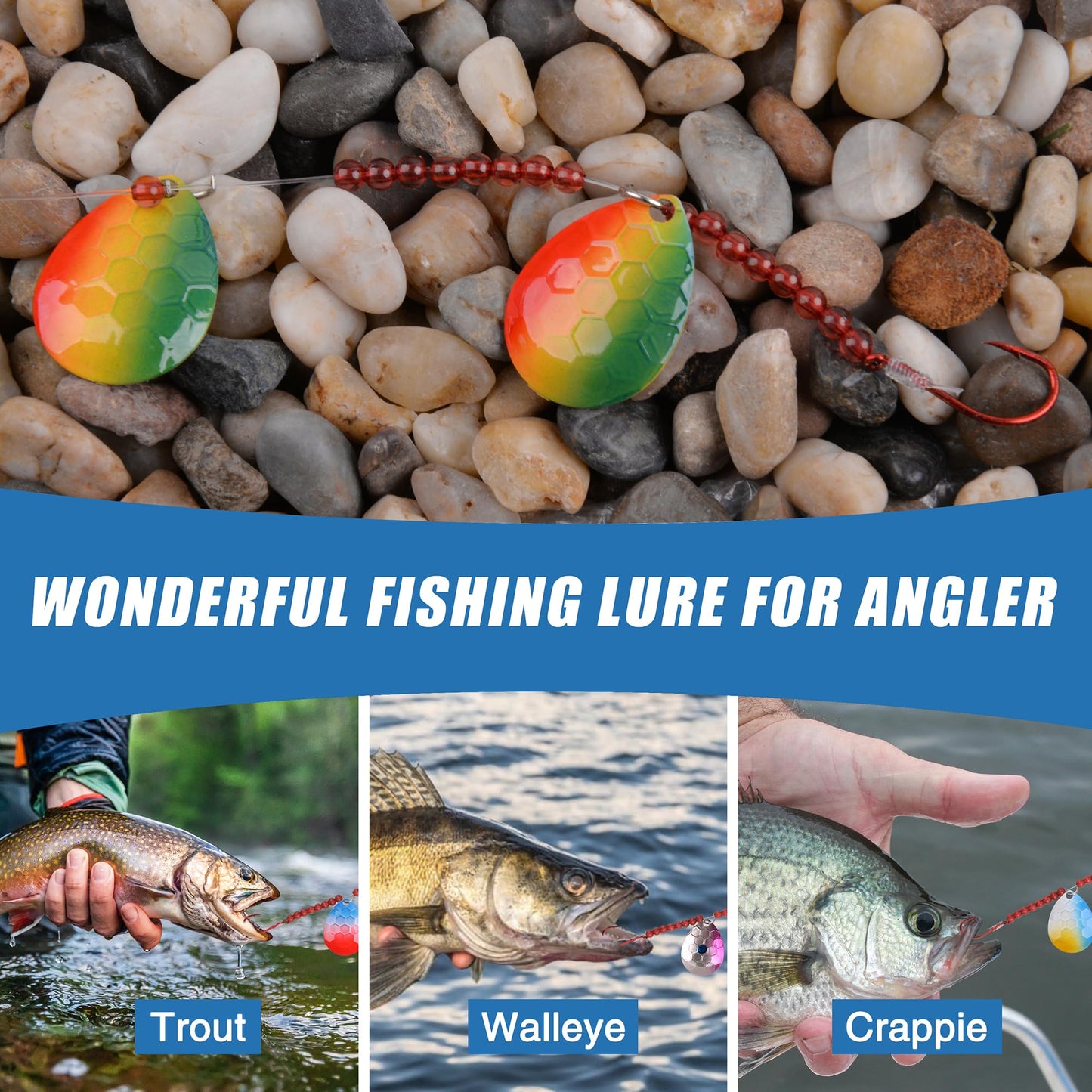 Walleye Spinner Rig,Fishing Lure Rig Crawler Harness SpinnerKit Live Bait Rig with Colorado Blade Octopus Hooks for Walleye Trout Salmon Saltwater Freshwater Mix 5 Color - 10pcs