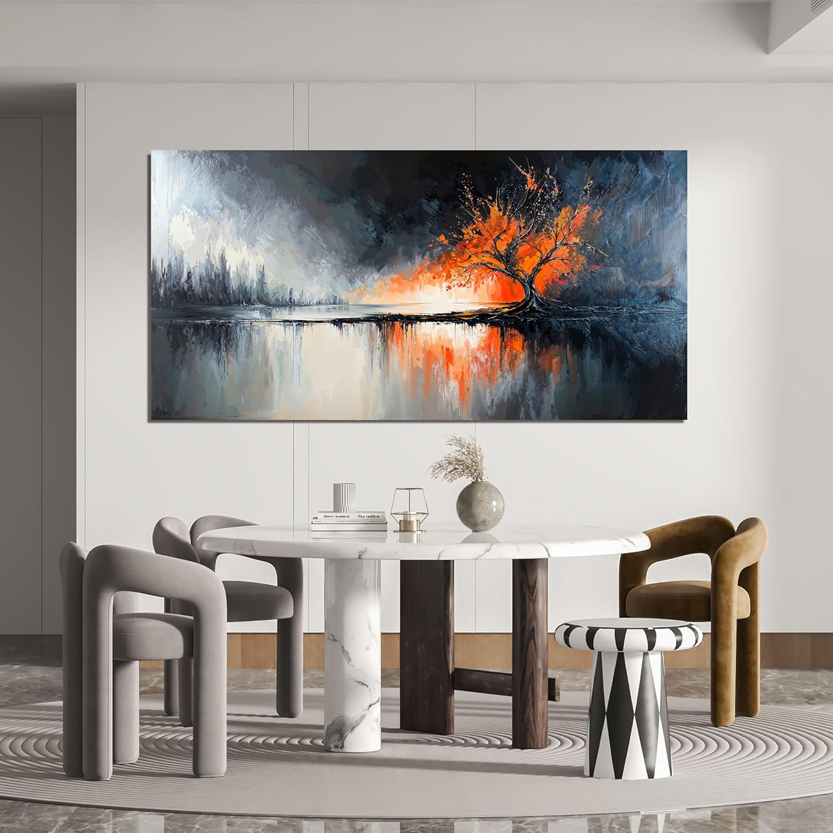 Large Wall Art Decor Black and White Canvas Wall Art Prints Modern Tree of Life Wall Art Abstract Canvas Art Wall Decor Canvas Pictures for Living Room Artwork for Walls Home Office Decor 29" X 58"