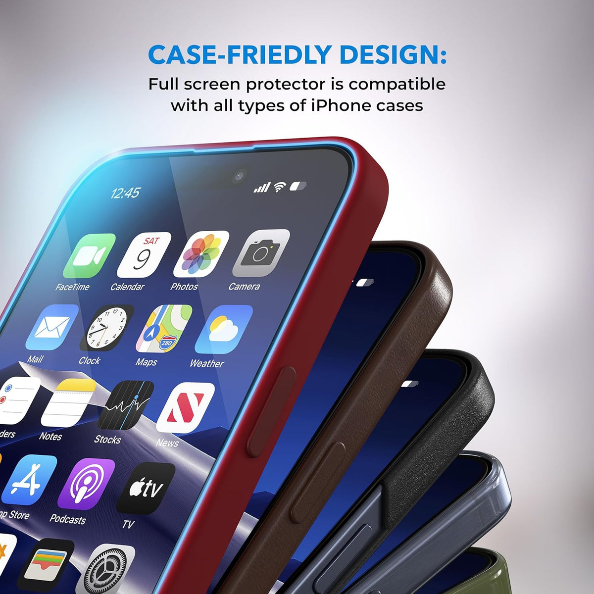 Deppa |2 Pack| Anti-Blue Light Screen Protector for iPhone 15 Pro (6.1') | Scratch Resistant Tempered Glass | 3D Edge to Edge Coverage | Easy Installation Kit | Eye Safeguard TÜV Certified