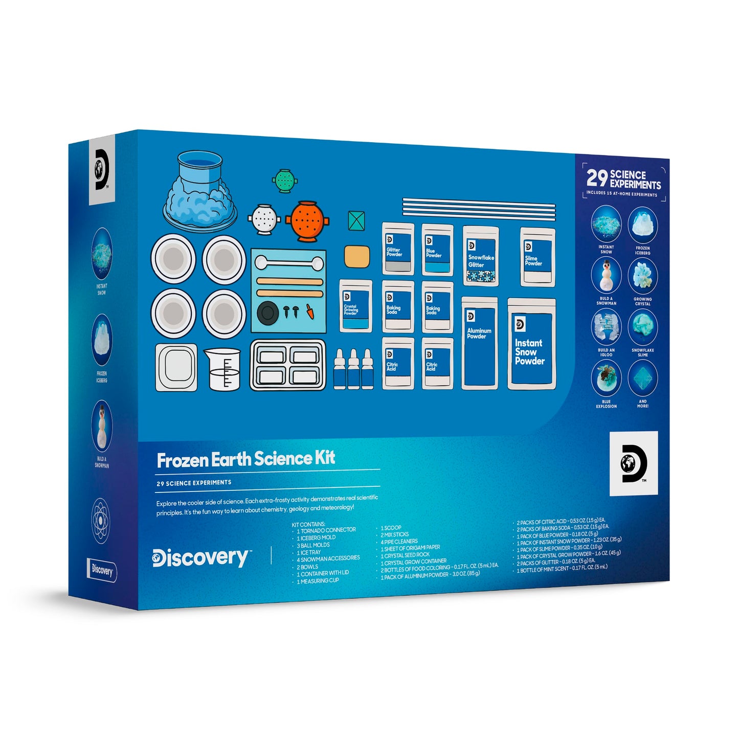 Discovery Frozen Earth Science Kit for Kids| 29 Science Experiments| Grow Crystals, Instant Snow, Snowflake Slime, Frozen Volcano| STEM Chemistry Activity Set| Educational Learning Toy| Gift Ages 8+