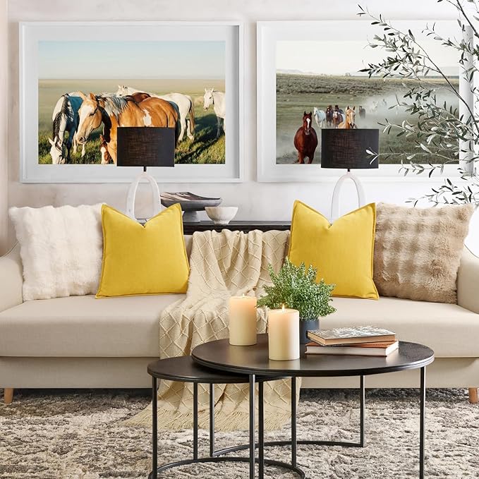 ZWJD Yellow Pillow Covers 12x20 Set of 2 Chenille Throw Pillow Covers with Elegant Design Soft and Luxurious Decorative Throw Pillows for Couch, Bed, and Home Decor