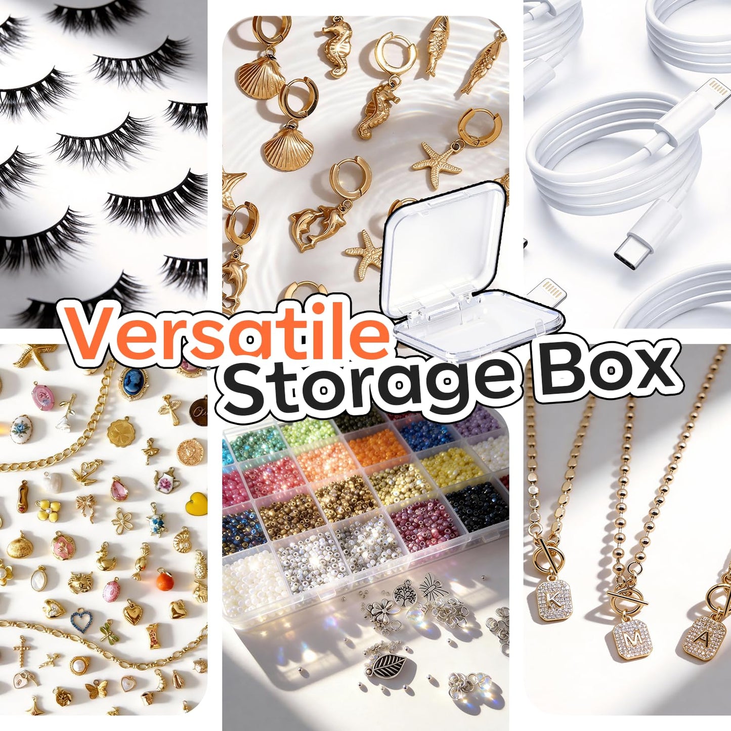 modelones 10pcs Press On Nail Storage Case Clear Acrylic Fake Nails Packaging Box with 30pcs Adhesive Double Sided Tape & 10pcs Nail Tool Kits Nail Supplies Container Transparent for Nail Salon DIY