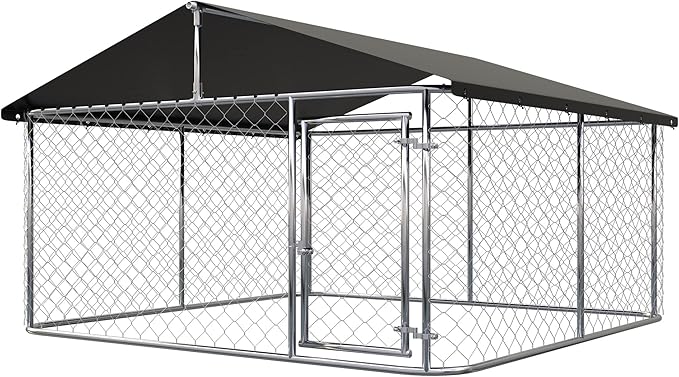 Petony 236"x 118" Outdoor Dog Enclosure Heavy Duty Dog Kennel House Mesh Dog Big Cage Pet Kennel Steel Fence with Secure Lock
