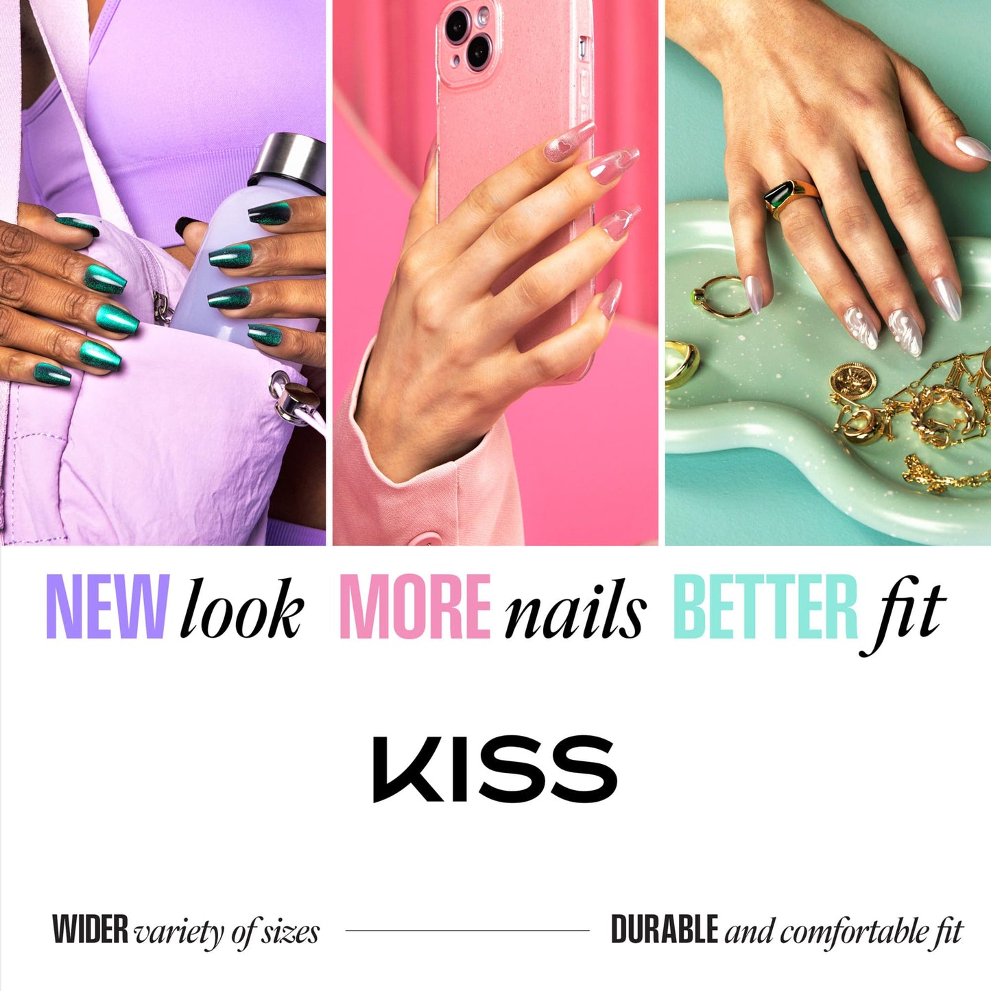 Kiss Core, Press On Nails, Nail glue included, 'Every Minute', White, Long Size, Square Shape, Includes 32 Nails, 2g Glue, 1 Manicure Stick, 1 Mini File
