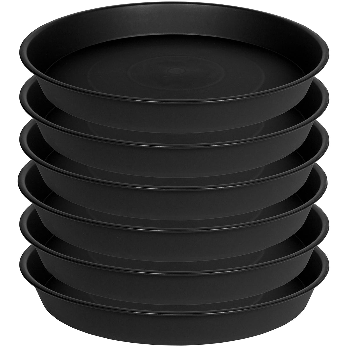 Bleuhome 6 Pack Plastic Plant Saucer Water Drip Tray, 4 5 6 7 8 9 10 11 12 13 15 17 19 inch, Heavy Sturdy Plant Drainage Tray for Indoors Outdoor, Flower Saucers for Pots Base (4", Black)