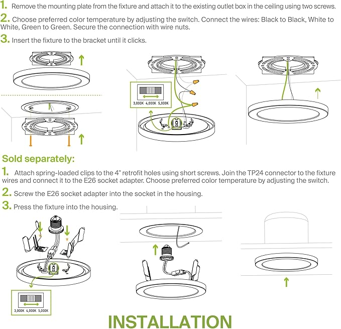 ASD LED 9" Round Flush Mount Ceiling Light Fixture, Low Profile Surface Lighting | 5CCT, Dimmable, Ultra-Thin, ETL Listed | 18W 1660LM 2700-6000K 120V | Kitchen, Bedroom, Hallway Lamp | Black, 6 Pack