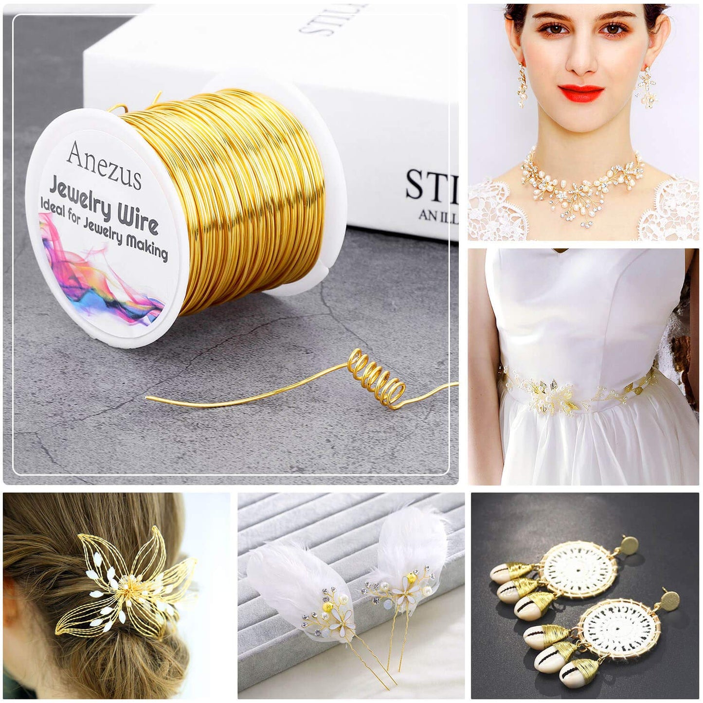 anezus 20 Gauge Jewelry Wire, 28 Yards Craft Wire Tarnish Resistant Copper Beading Wire for Jewelry Making Supplies and Crafting(Gold)