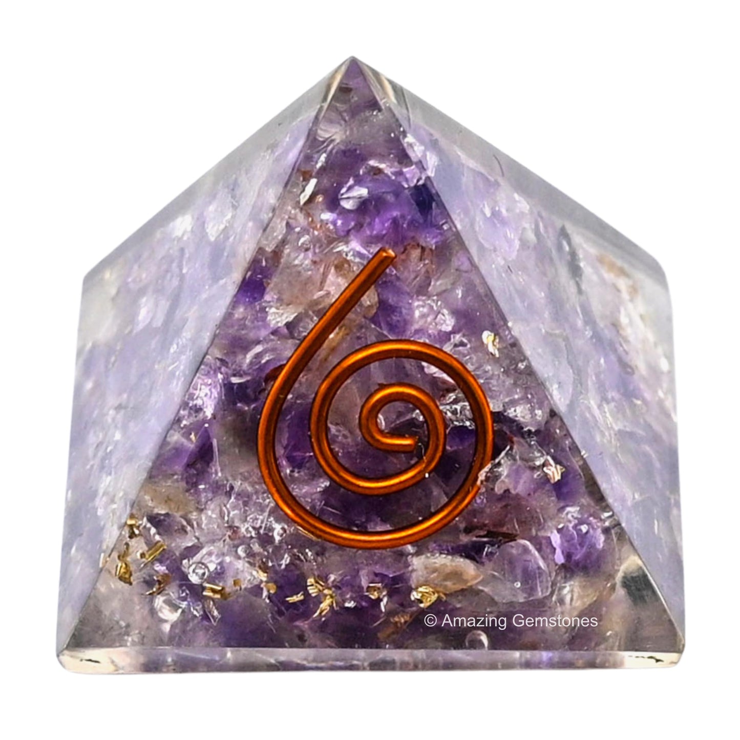 Amazing Gemstone Amethyst Orgone Pyramid - 30mm Small Orgonite Pyramids with Crystals and Healing Stones - Authentic Organite Gifts